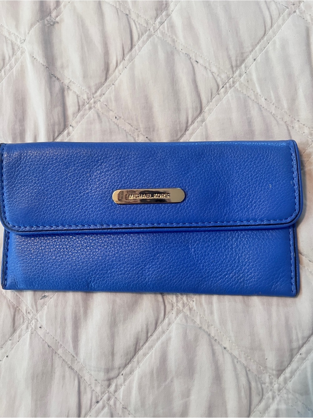 Michael Kors Cobalt Blue Leather Flap Wallet